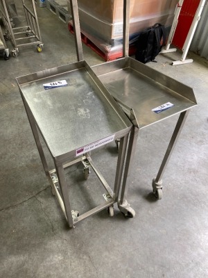 2 x Stainless Steel Sloping Stock Trolleys