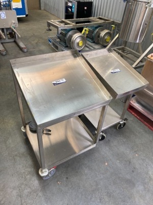 2 x Stainless Steel Sloping Stock Trolleys