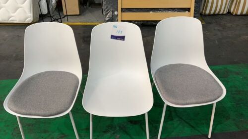 1x Niko Dining Chair and 2x Niko Upholstered Seat Dining Chair White #183
