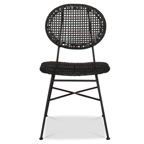 3x Orbit Dining Chair Rattan Black #189