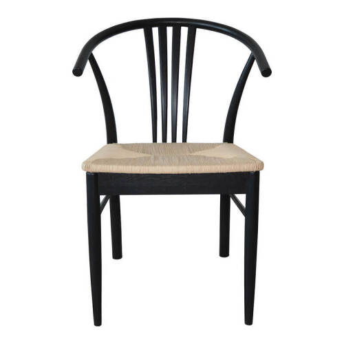 4x Wishbone Dining Chair MKII Black/Natural #196
