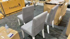 3x Andes Dining Chair Ella Grey White Leg (D) #198 - 3