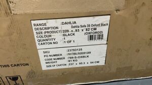 Dahlia Sofa 3S Oxford Black #242 - 3