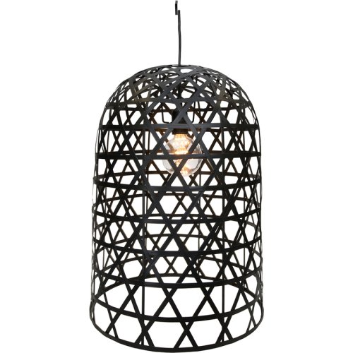 2x Bell Basket Ceiling Pendant Open Weave Black (D) #257