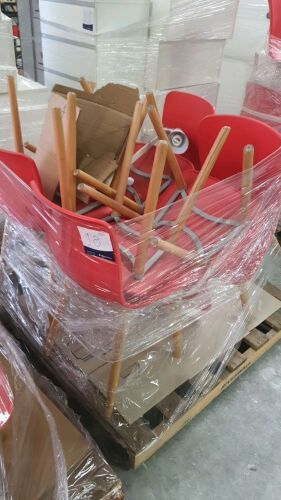 Pallet of Red Chairs & 1x White Desk Lamp