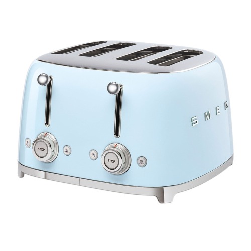 Smeg 50's Retro Style 4 Slot Wide Toaster - Pastel Blue TSF03PBAU