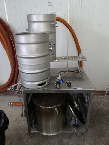 Mobile Keg Bench With Magnetic Drive Pumps, 2 Kegs & Stainless Steel Tub