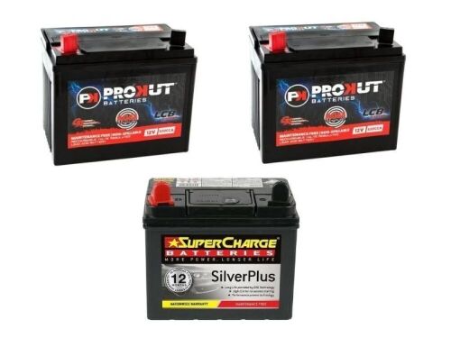 2x Prokut Batteries 12V 320CCA & 1x SuperCharge Silver Plus Battery 14.8V 260CCA 