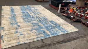 Abstract Hand Knotted Rug - LT.DRK Blue -3.47 x 2.47 m - 2