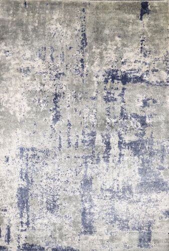 Abstract Hand Knotted Rug - Silver -3.49 x 2.52 m