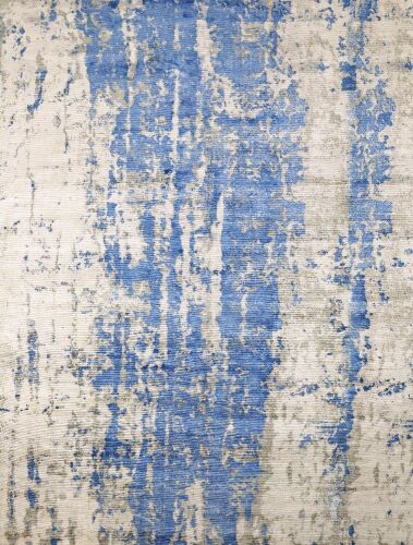 Abstract Hand Knotted Rug - LT.DRK Blue -3.47 x 2.47 m