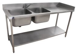 ***Reserve now Met***STAINLESS STEEL DOUBLE BOWL SINK - 2
