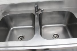***Reserve now Met***STAINLESS STEEL DOUBLE BOWL SINK - 4