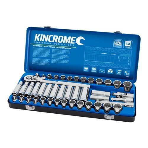 KINCROME K28023 Socket Set 1/2" 45PC MET/AF