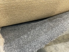 Grey Colour Carpet Roll. Length Unknown, Width 3.7m - 2