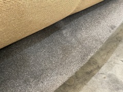 Grey Colour Carpet Roll. Length Unknown, Width 3.7m - 3