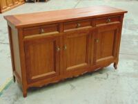 3 Drawer Riviera Buffet plus 3 door single shelf storage - Dims 1660W x 520D x 950H mm - Red (Jarrah) stain finish