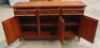 3 Drawer Riviera Buffet plus 3 door single shelf storage - Dims 1660W x 520D x 950H mm - Red (Jarrah) stain finish - 3