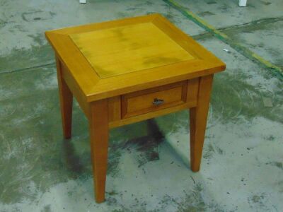 Riviera Lamp/Bedside table, 1 Drawer - Dims 600 x 600 x 600mm - Teak Finish