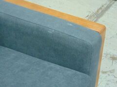 Charcoal 2 Seater Sofa with timber rails and arm rest - Charcoal fabric cushions - Dims 1830W x 900D x 890H mm - 4
