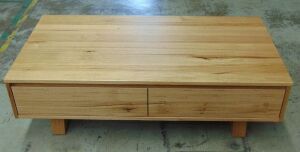 2 Drawer Timber coffee Table - Dims 1300W x 700D x 380H mm