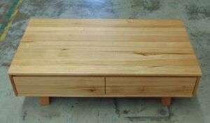 2 Drawer Timber coffee Table - Dims 1300W x 700D x 380H mm - 2