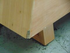 4 Door Timber ( Oak Finish ) Buffet with shelves - 2000W x 500D x 870H mm - 7