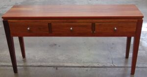 3 Drawer Timber console table - Dims 1500W x 400D x 770H mm.