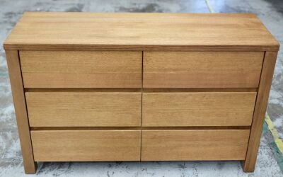 6 Drawer Timber Dresser - 1280W x 450D x 780H mm