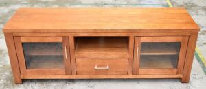 2 Door / 1 Drawer Timber Entertainment unit - Dims 1600W x 480D x 570H mm