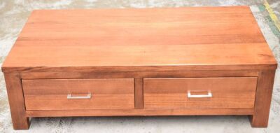 2 Drawer Timber Coffee Table - Dims 1350W x 740D x 390H mm