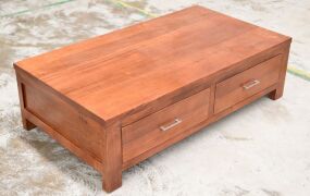 2 Drawer Timber Coffee Table - Dims 1350W x 740D x 390H mm - 2
