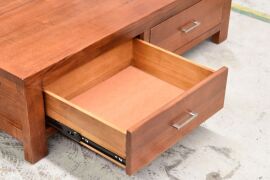 2 Drawer Timber Coffee Table - Dims 1350W x 740D x 390H mm - 3