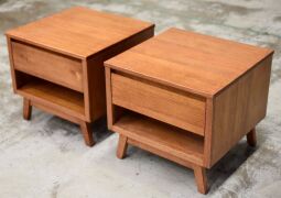 Pair of Single drawer timber bedside tables - 570W x 570D x 530H mm - 2