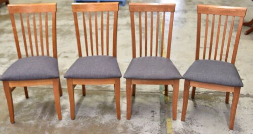 4 x Timber Dining Chairs with Charcoal Padded Cushion - Dims 490W x 530D x 940Hmm - Item has marks and scratches