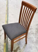 4 x Timber Dining Chairs with Charcoal Padded Cushion - Dims 490W x 530D x 940Hmm - Item has marks and scratches - 2