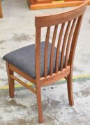 4 x Timber Dining Chairs with Charcoal Padded Cushion - Dims 490W x 530D x 940Hmm - Item has marks and scratches - 3