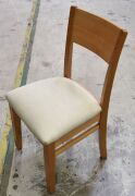 5 x Timber Dining Chairs with Beige Fabric Padded cushion - Dims 470W x 450D x 880H mm - 2