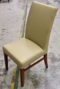 4 x Beige PU ( Leather look) Dining chairs with timber base and legs - Dims 450W x 500D x 1000H mm - 2