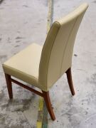 4 x Beige PU ( Leather look) Dining chairs with timber base and legs - Dims 450W x 500D x 1000H mm - 3