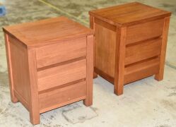 Pair of 3 Drawer Timber bedside tables - Dims 550W x 450D x 660H mm - 2