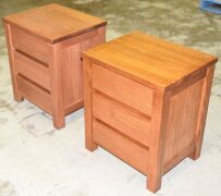 Pair of 3 Drawer Timber bedside tables - Dims 550W x 450D x 660H mm - 3