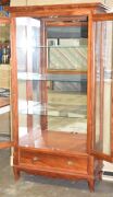 2 Door Timber Display Cabinet. Has 3 glass shelves, with 2 LED Down lights plus a bottom drawer. Dimensions 1100W x 480D x 2000H mm. - 3