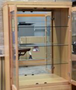 2 Door Timber Display Cabinet. Has 2 door storage at the bottom . Dimensions 1000W x 400D x 2010H mm. - 4