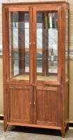 2 Door Timber Display Cabinet. Has 2 glass shelves, 2 Door storage below . Dimensions 980W x 400D x 2000H mm.