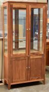 2 Door Timber Display Cabinet. Has 2 glass shelves, 2 Door storage below . Dimensions 980W x 400D x 2000H mm. - 2