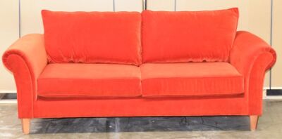 Red 3 Seater Fabric Sofa - Dimensions 2300W x 970D x 1000Hmm.