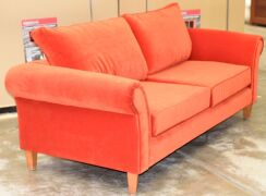 Red 3 Seater Fabric Sofa - Dimensions 2300W x 970D x 1000Hmm. - 2