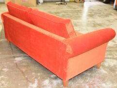 Red 3 Seater Fabric Sofa - Dimensions 2300W x 970D x 1000Hmm. - 3