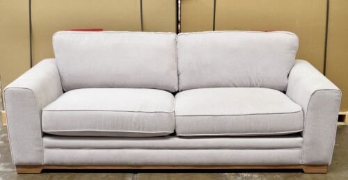 3 Seater Light Grey Fabric Sofa - Dimensions 2250W x 890D x 910Hmm.